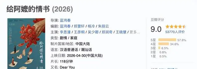 《给阿嬷的情书》潮汕方言电影豆瓣9.0成年度最高分院线片 资讯配图